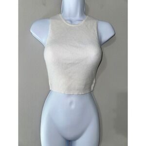 Royal White Knit Tie Back Sleeveless Crop Top Women's‎ Size S